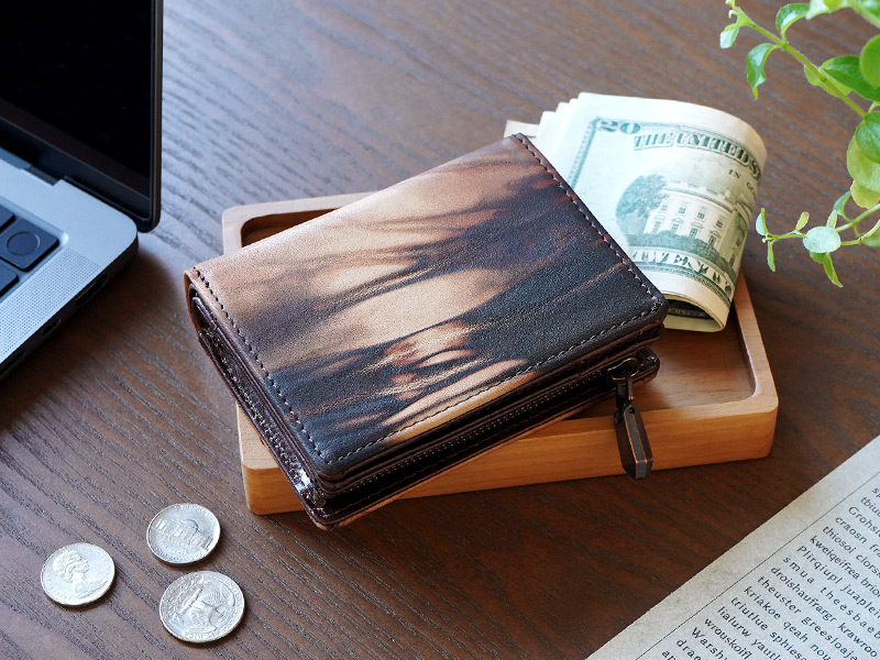 奄美大島 泥染めレザー ロングウォレット