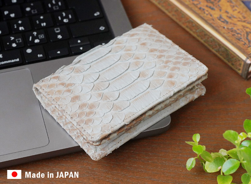 Bleached Diamond Python Leather Card Case
