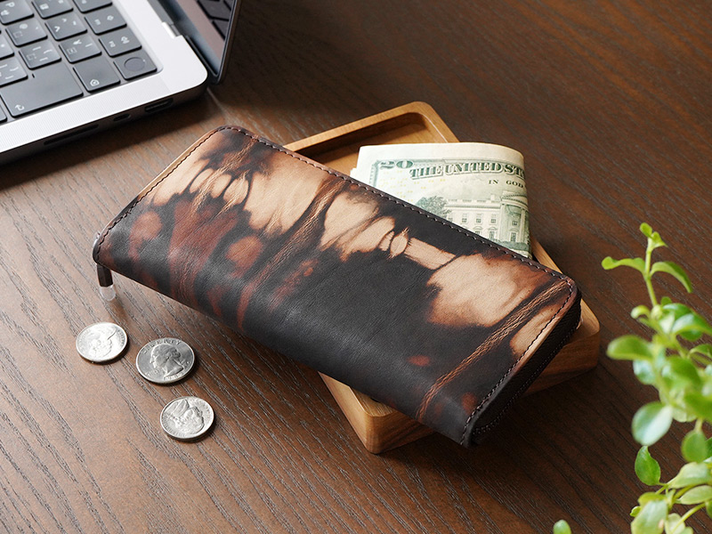 奄美大島 泥染めレザー ロングウォレット