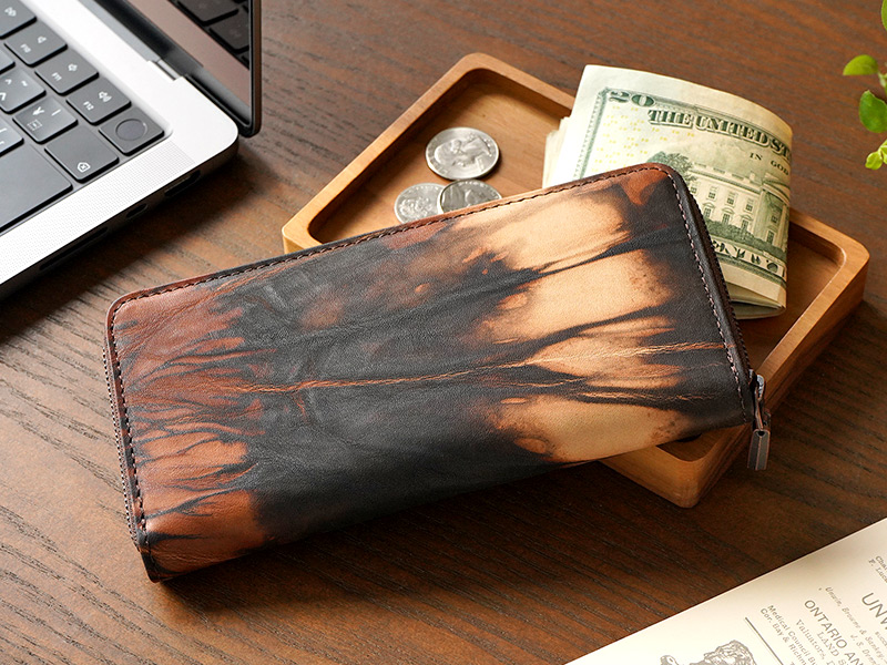 奄美大島 泥染めレザー ロングウォレット