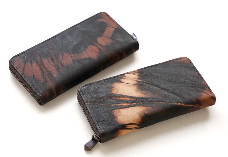 希少な泥染めレザーを使用した長財布