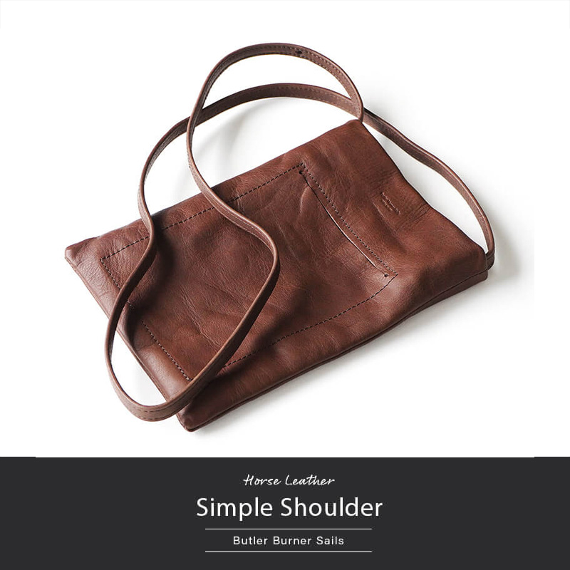 『Butler Verner Sails 隠しマグネット 馬革 シンプルショルダー』 サコッシュ 本革 スマホショルダー