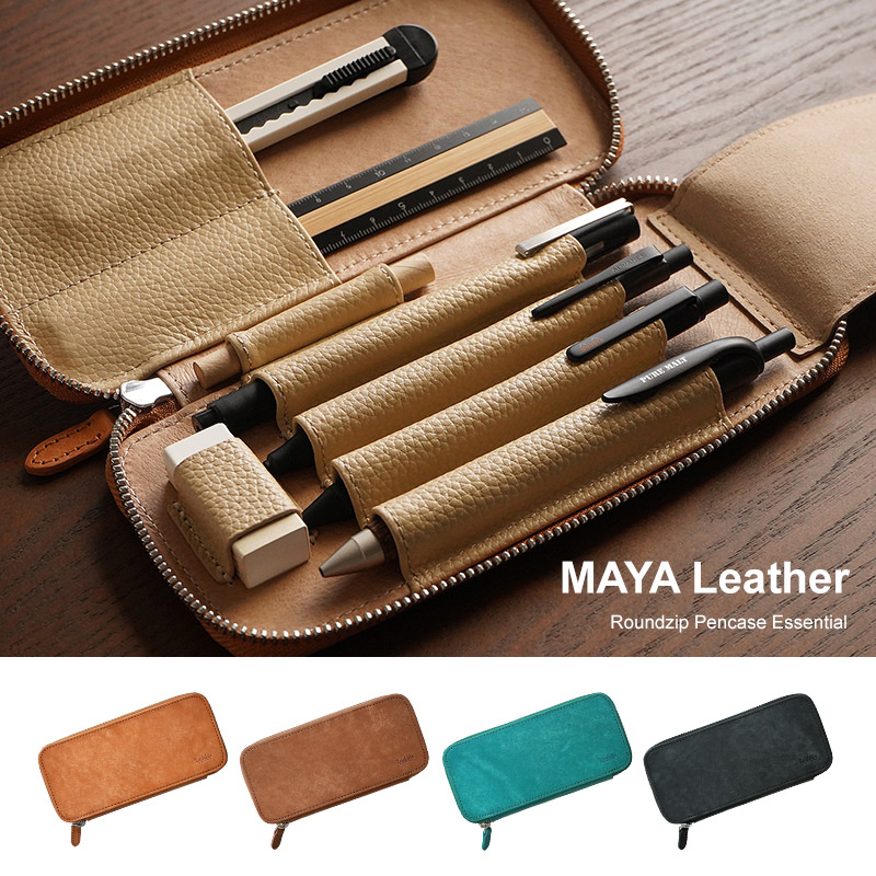 【イタリアンレザー】ペンケース 両開き ラウンドファスナー 本革 MAYA Luddite ラダイト
