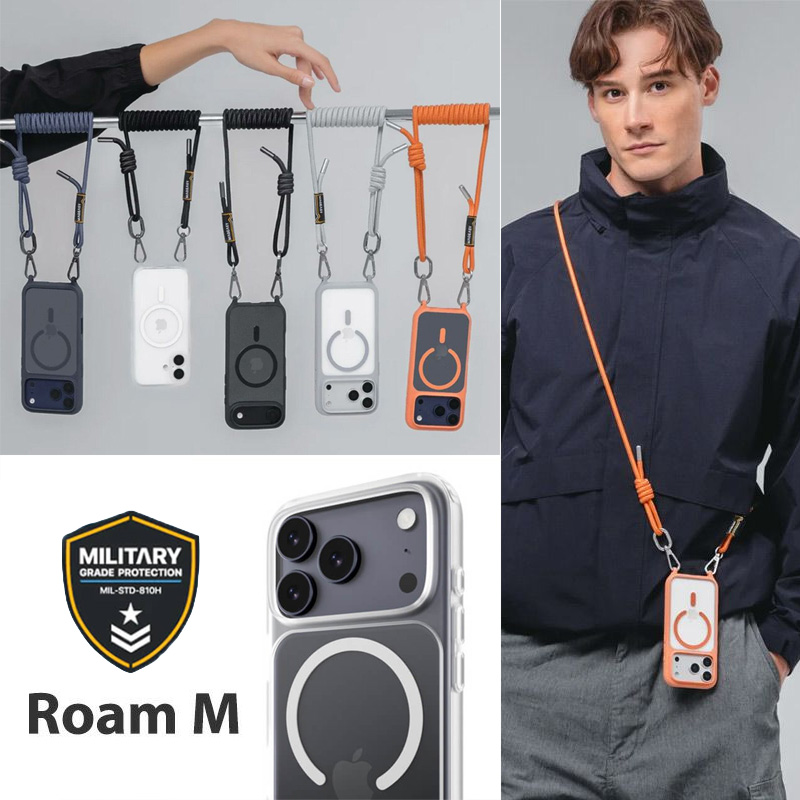 【耐衝撃★米軍MIL規格】MagEasy Roam M iPhoneケース 背面クリア ショルダー付き MagSafe対応