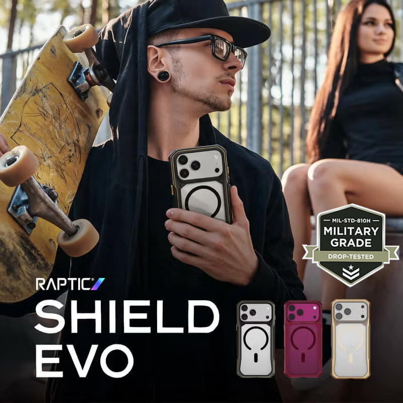 【耐衝撃★米軍MIL規格】 RAPTIC Shield Evo iPhone17ProMaxケース 背面 MagSafe対応