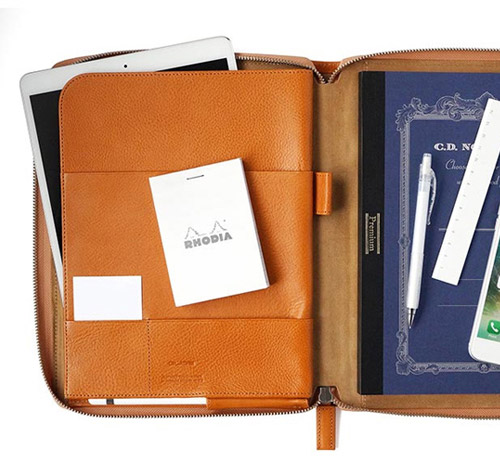 【iPad & B5サイズ ノートホルダー】イタリアンレザー ノートカバー GLIDE