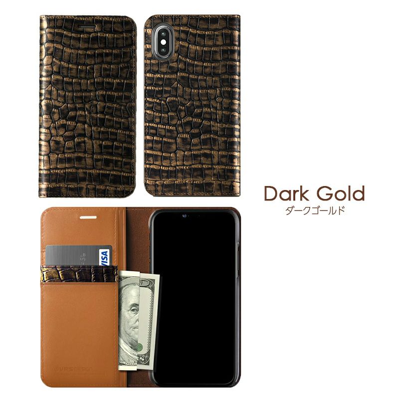 iPhone XS ケース / iPhone X ケース 手帳 型 本革 ケース クロコ 柄 レザー アイフォン XS アイホン X
