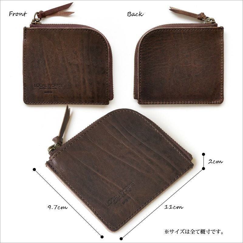 イタリアンレザー ART VINTAGE】コインケース L字ファスナー 本革