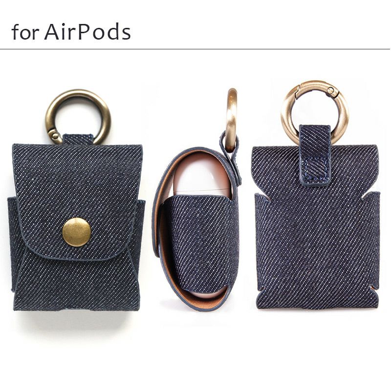 ケース♡AirPodsケース♡ノベルティ　濃いデニム色♡明日までの出品 デニムデザインケース【AirPods（エアーポッズ）】 - AirPodsケース
