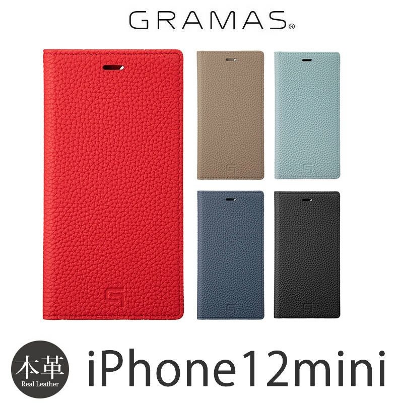 『GRAMAS グラマス Shrunken-calf Genuine Leather Book Case』 iPhone 12 mini ケース 手帳型 本革 レザー