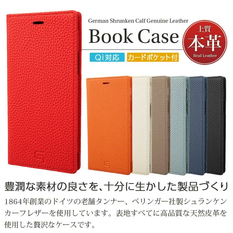 GRAMAS】Shrunken-calf Genuine Leather Book Case iPhone13