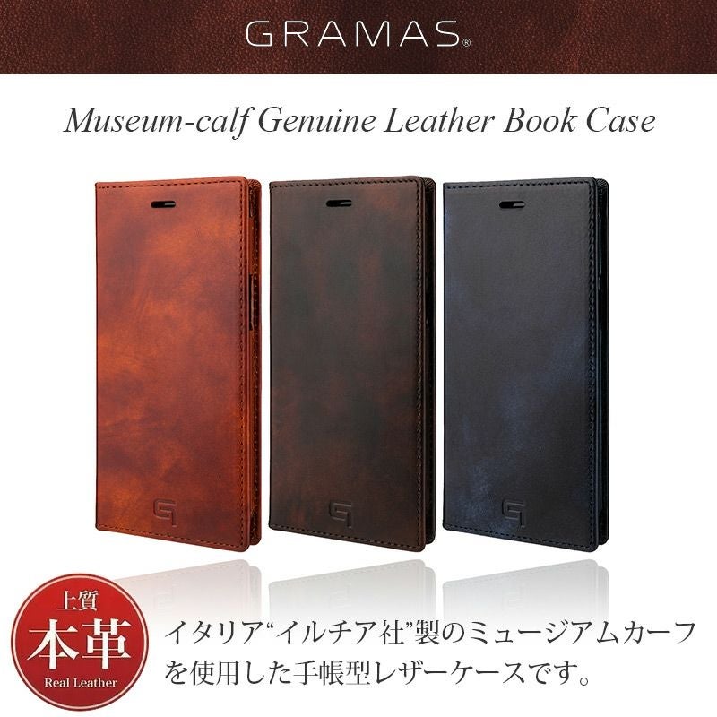 GRAMAS】Museum-calf Genuine Leather Book Case iPhone13