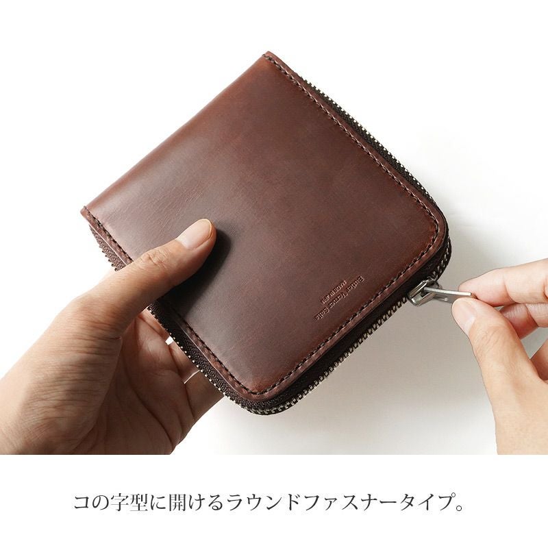 HORWEEN クロムエクセルレザー×栃木レザー】二つ折り財布 ラウンド