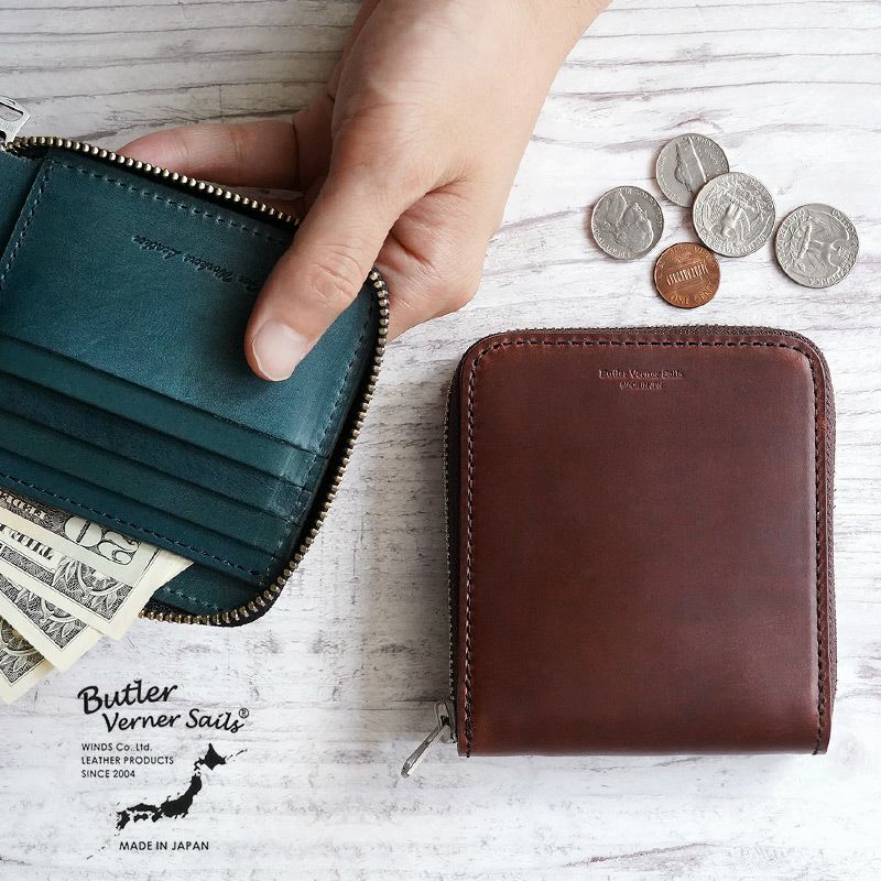 HORWEEN クロムエクセルレザー×栃木レザー】二つ折り財布 ラウンド