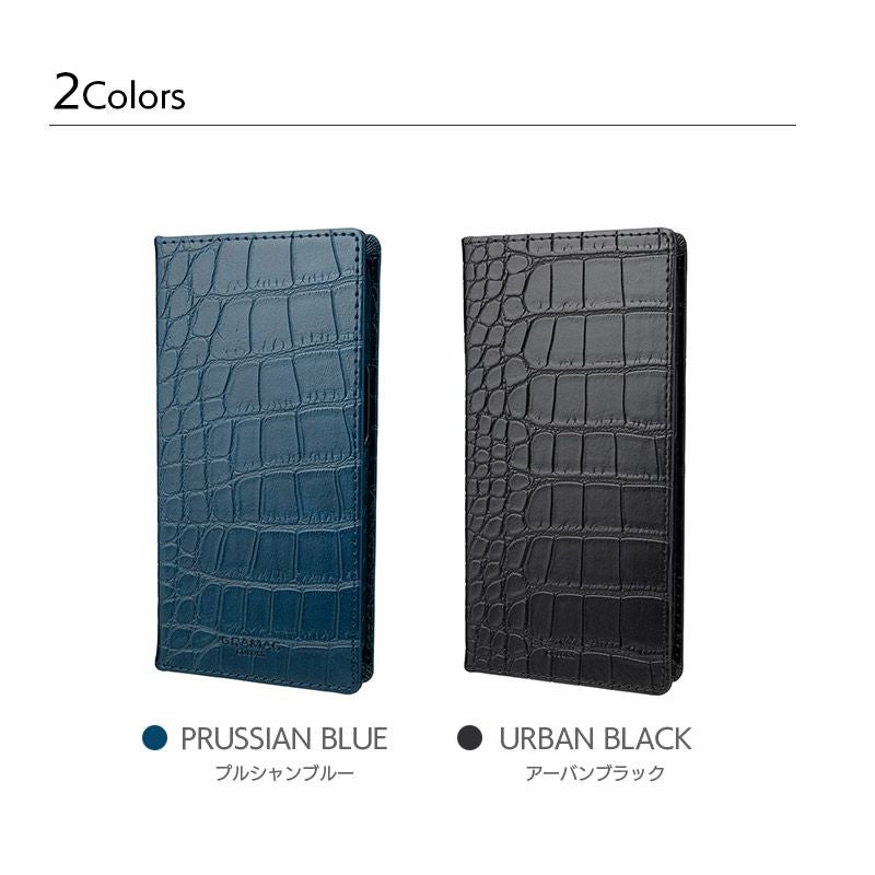 耐衝撃☆米軍MIL規格】手帳型 クロコ調 PUレザー GRAMAS EURO Passione