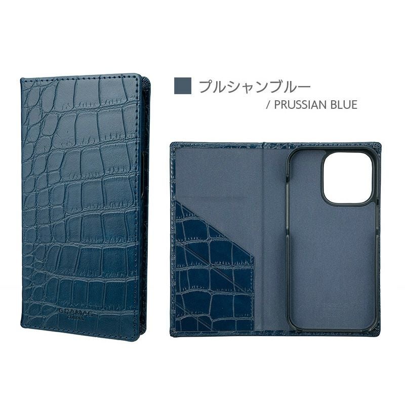 耐衝撃☆米軍MIL規格】手帳型 クロコ調 PUレザー GRAMAS EURO Passione