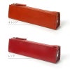 自立する 三角 ペンケース 本革 イタリアンレザー オレンジ レッド
