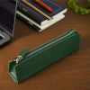 自立する 三角ペンケース 本革 イタリアンレザー グリーン