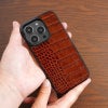 iPhone 14 Pro / 14 / 13 Pro / 13 / 13mini ケース ブランド 本革 スマホケース イタリアン レザー クロコダイル iphoneケース 革 背面