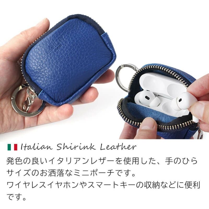 新品　イタリアンカーフレザー　バッグ　ポーチ付き ブルー 新品 イタリアンカーフレザー バッグ ポーチ付き ブルーの通販 by E