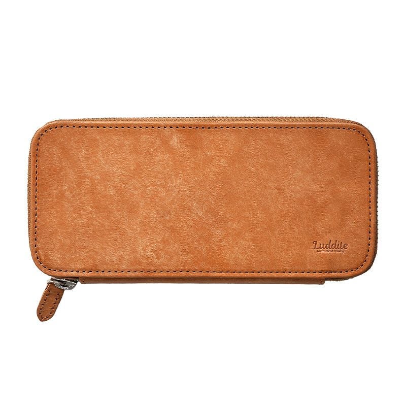 ラウンドファスナー ペンケース 本革 レザー ブランド おしゃれ シンプル 使いやすい 仕切り 社会人 筆箱 おすすめ 男性 女性 メンズ ブラウン