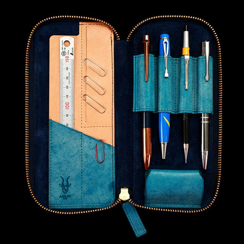 本革 ペンケース AGILITY ふでばこ ペン入れ 万年筆 筆箱 革 皮 男性 女性 高級  ビジネス シンプル お洒落