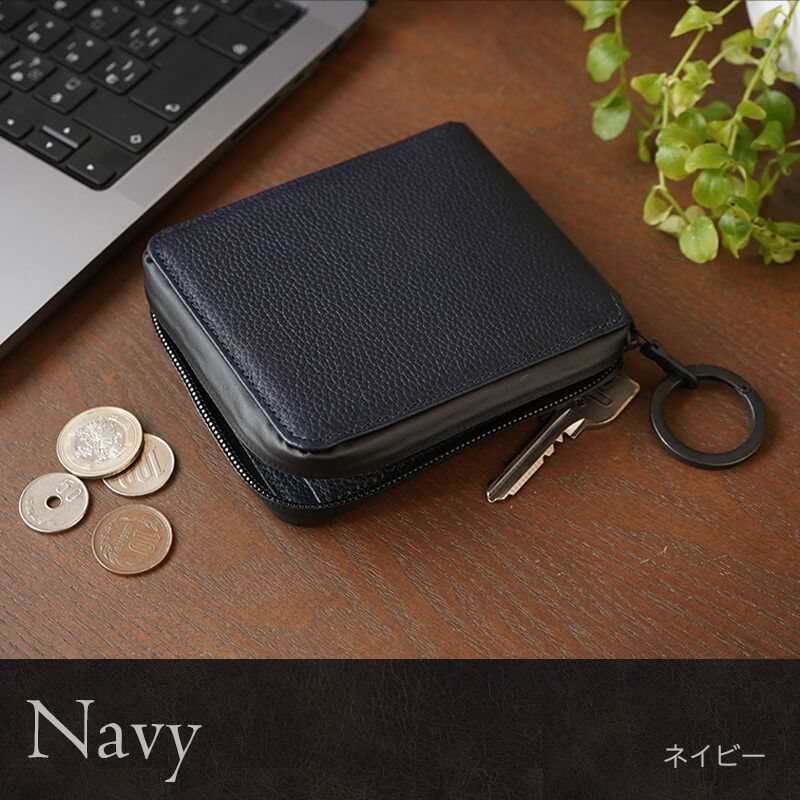 撥水レザー×止水ファスナー】二つ折り財布 ラウンドファスナー