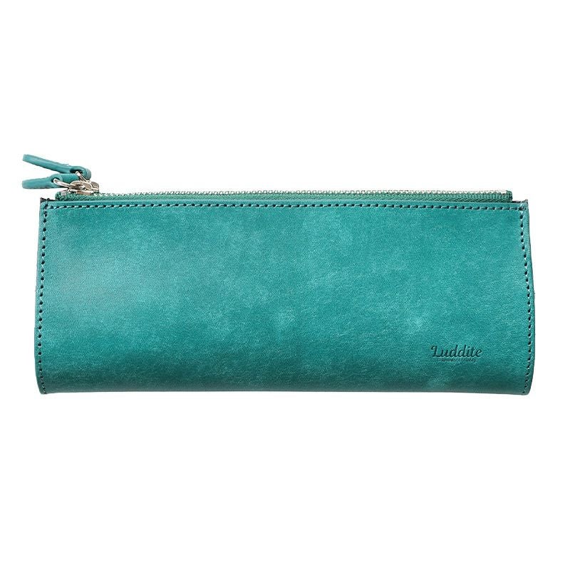 ラダイト ペンケース 2ポケット おしゃれ 革 ブランド シンプル スリム コンパクト 高級 本革 フラット 一本ずつ 仕切り 付き 楽天 ティール ブルー グリーン 青 緑