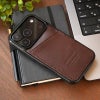 iPhone17Pro ケース 背面 カード収納 ブランド 本革 スマホケース カード入れ レザー カバー 栃木レザー カードポケット ダークブラウン 茶色