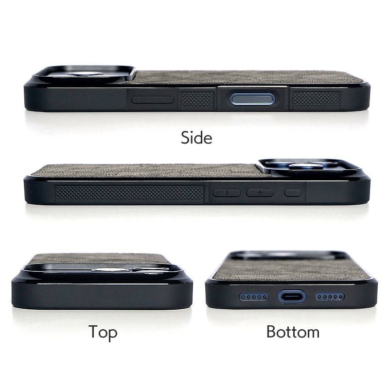 iPhone17 Pro ケース ブランド 本革 スマホケース レザー 革 背面 カバー エキゾチックレザー 象革 個性的 グレー ブラック 黒