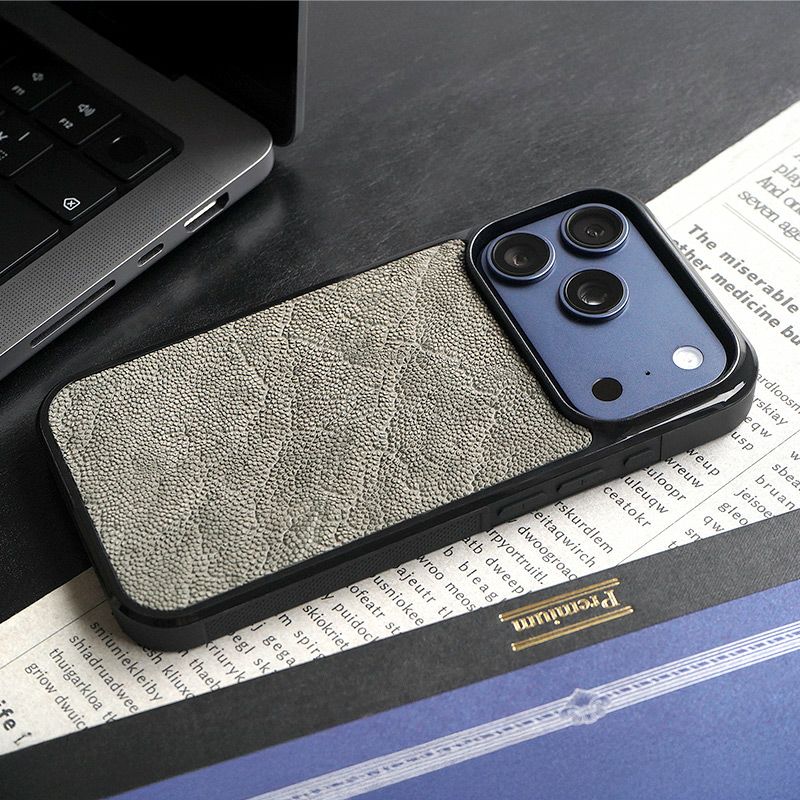 象革 スマホケースaiPhone17 Pro ケース ブランド 本革 スマホケース レザー 革 背面 カバー エキゾチックレザー 象革 個性的 グレー ブラック 黒