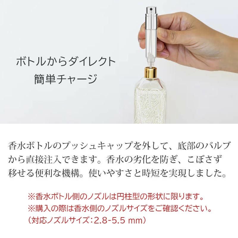 アトマイザー トラヴァーロ ニュークラシック New ClassicTRAVALO 香水 詰め替えチャージ 簡単スプレー 5ml スリム香水 携帯持ち運び
