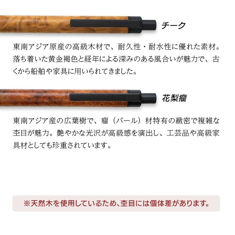 エバードロー シャーペン EVERDRAW かっこいい おしゃれ 木と真鍮の融合 シャープペンシル