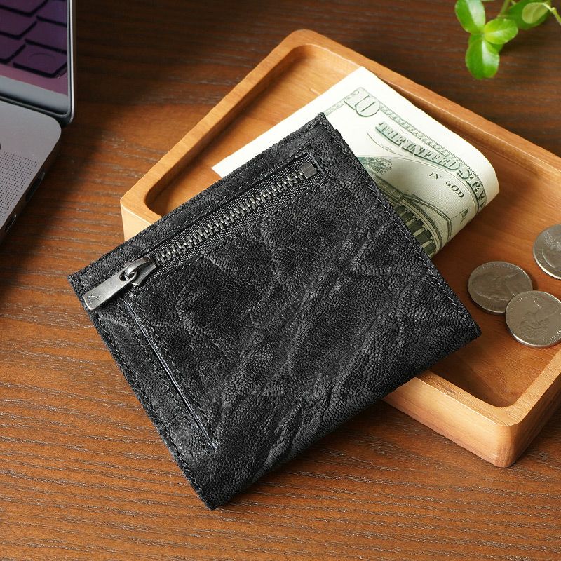 象革 二つ折り財布 カード入れ お札 コインケース コンパクト ウォレット