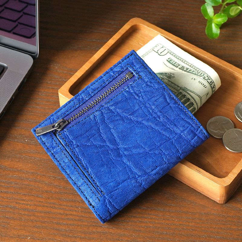 象革 二つ折り財布 カード入れ お札 コインケース コンパクト ウォレット