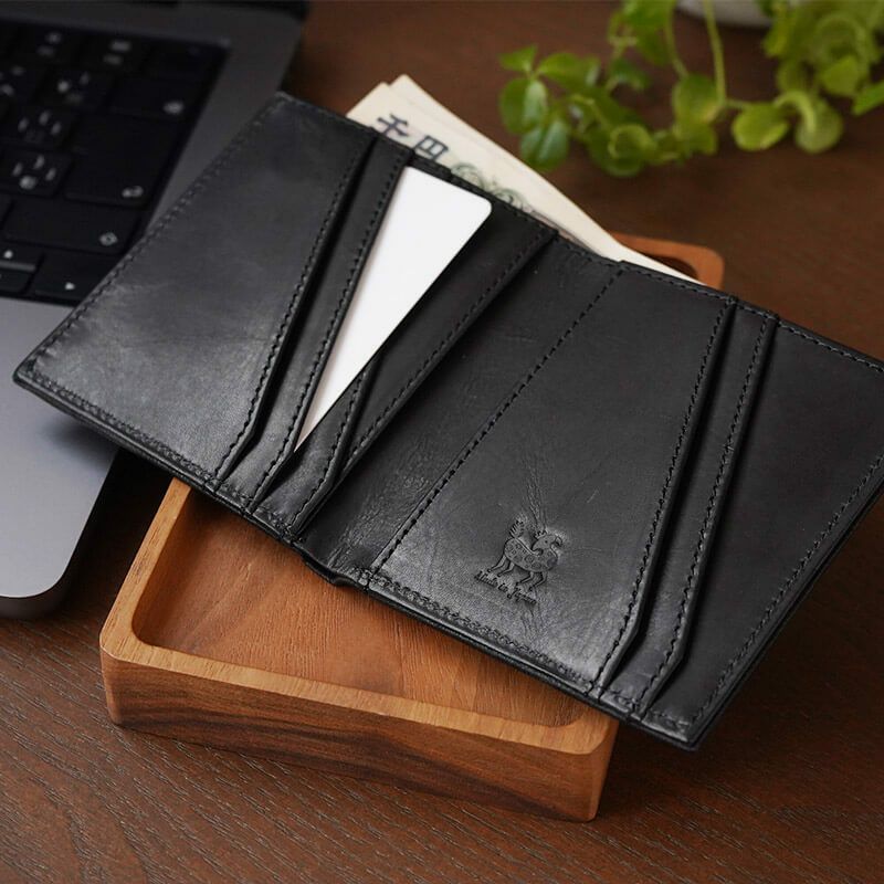 財布 メンズ 日本製 二つ折 薄い カードがたくさん入る ブランド 鹿革 本革 レザー ブランド おしゃれ シンプル