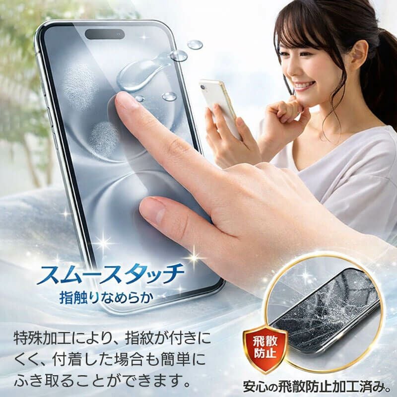 iPhone 15 15Plus 15Pro 15ProMax フィルム 光沢ガラス 液晶保護 画面指紋防止 Pro