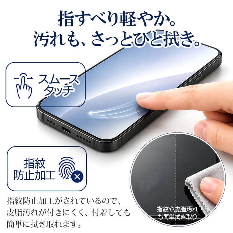 iPhone 17 /17Pro / 17ProMax フィルム 光沢ガラス 強化ガラス 液晶保護 画面指紋防止 Pro 高硬度9H 液晶保護ガラスフィルム 