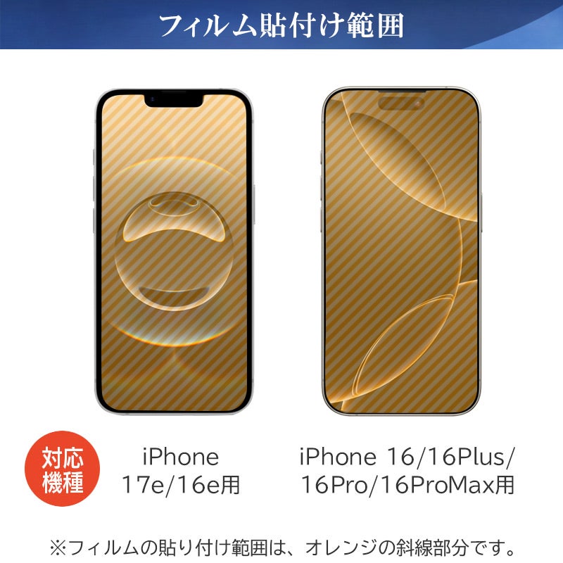 iPhone17e 16e 16 16Plus 16Pro 16ProMax ブルーライトカットフィルム 光沢ガラス 液晶保護 画面指紋防止 Pro