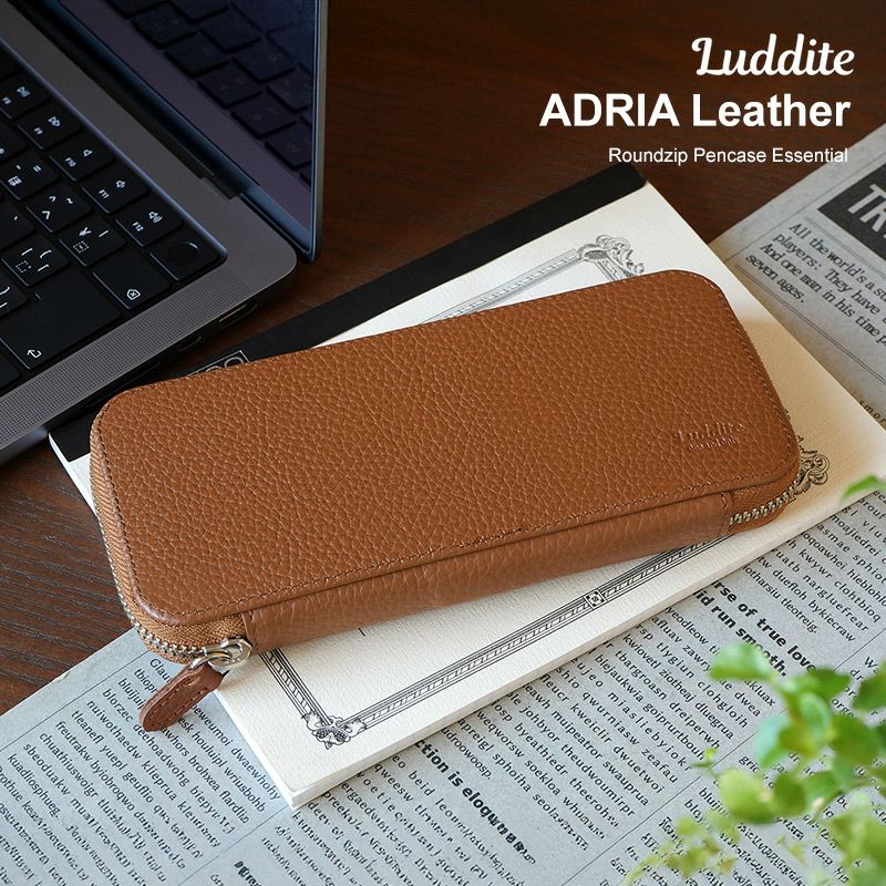 イタリアンレザー ADRIA】ペンケース 日本製 両開き ラウンド
