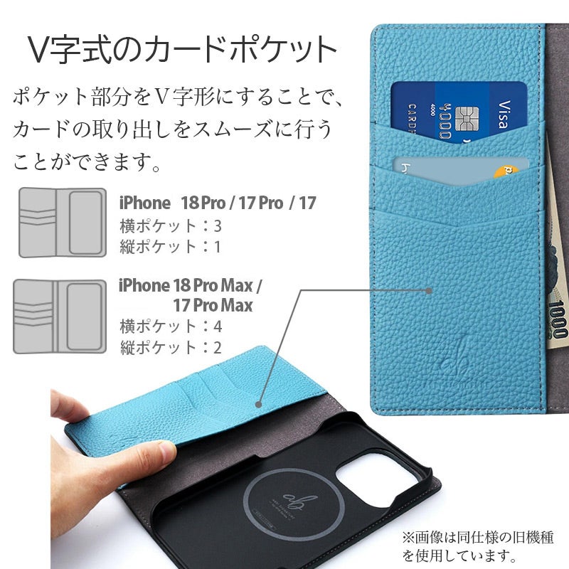iPhone18Pro / iPhone18ProMax / iPhone17 Pro / iPhone17 ProMax / iPhone 17 ケース iPhone 手帳型 ワイヤレス充電 ブランド スマホケース 本革 革 レザー 