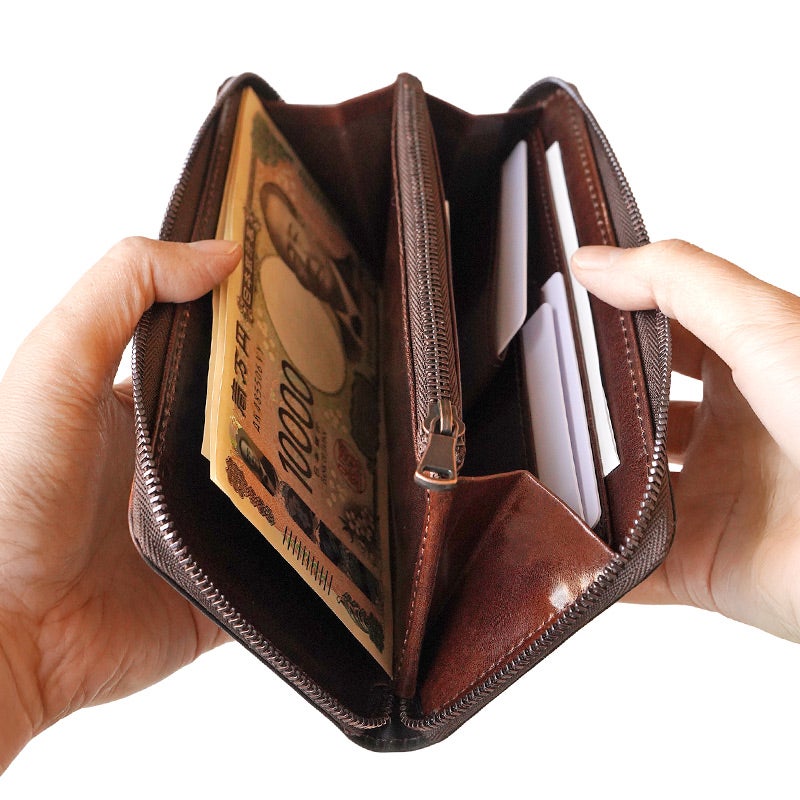 長財布 本革 泥染めレザー ブランド おしゃれ シンプル