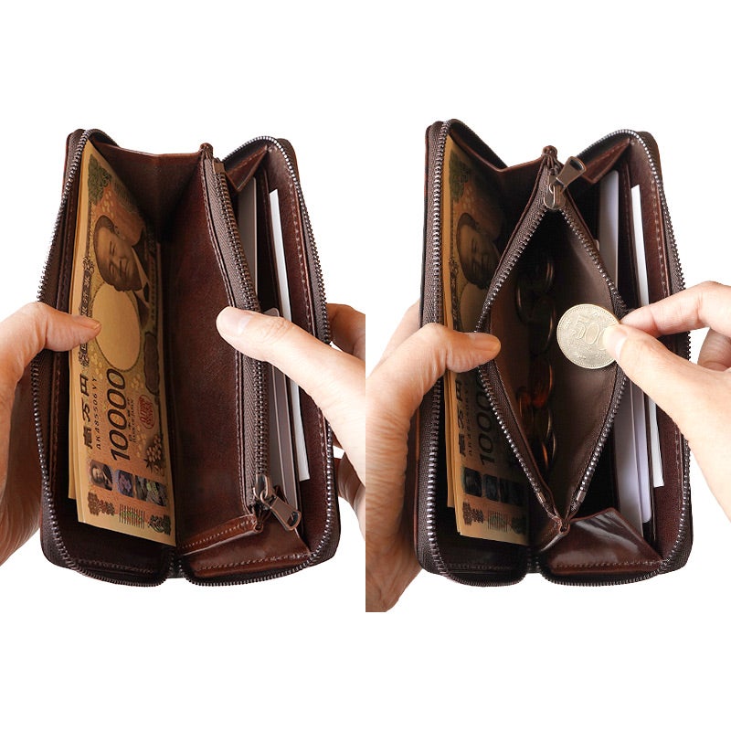 長財布 本革 泥染めレザー ブランド おしゃれ シンプル