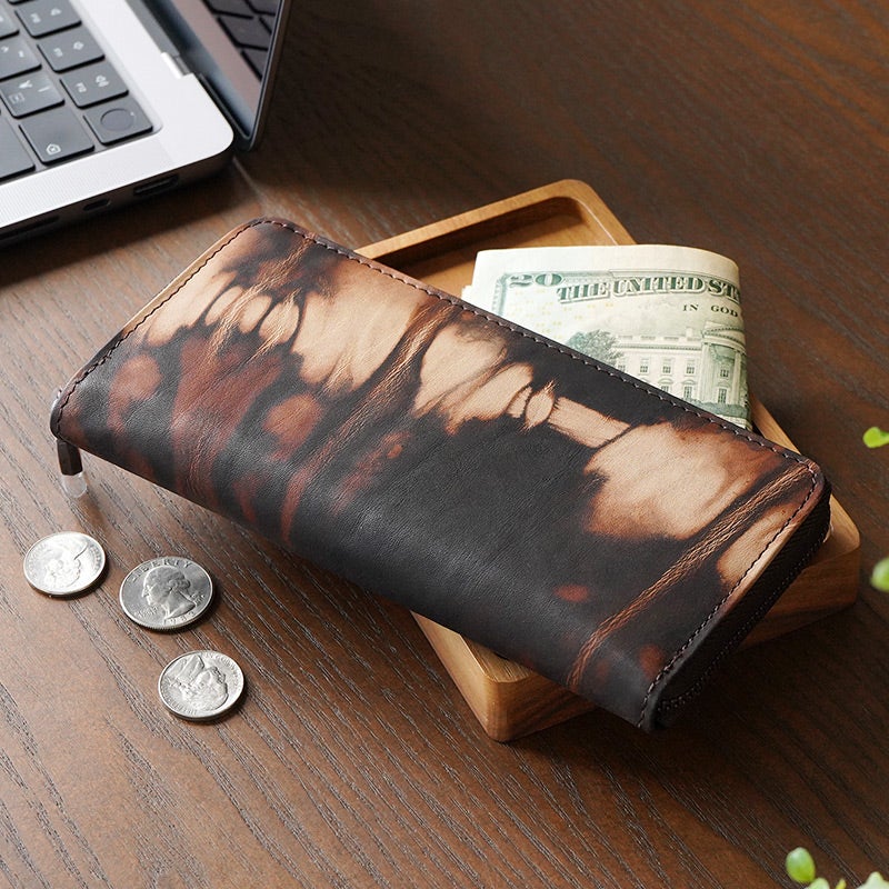 長財布 本革 泥染めレザー ブランド おしゃれ シンプル