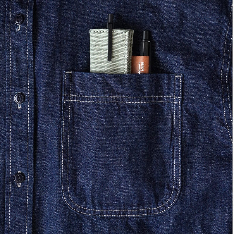 スリムペンホルダー ペンケース 帆布 本革 MAYAレザー ベンディペンシース Luddite  2+1構造 