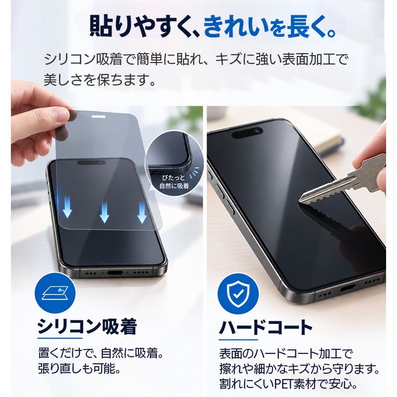 除き見防止フィルム iPhone 17e / 17 /  17Pro / 17ProMax  17 フィルム のぞき見防止 ブルーライトカット 覗き見防止 