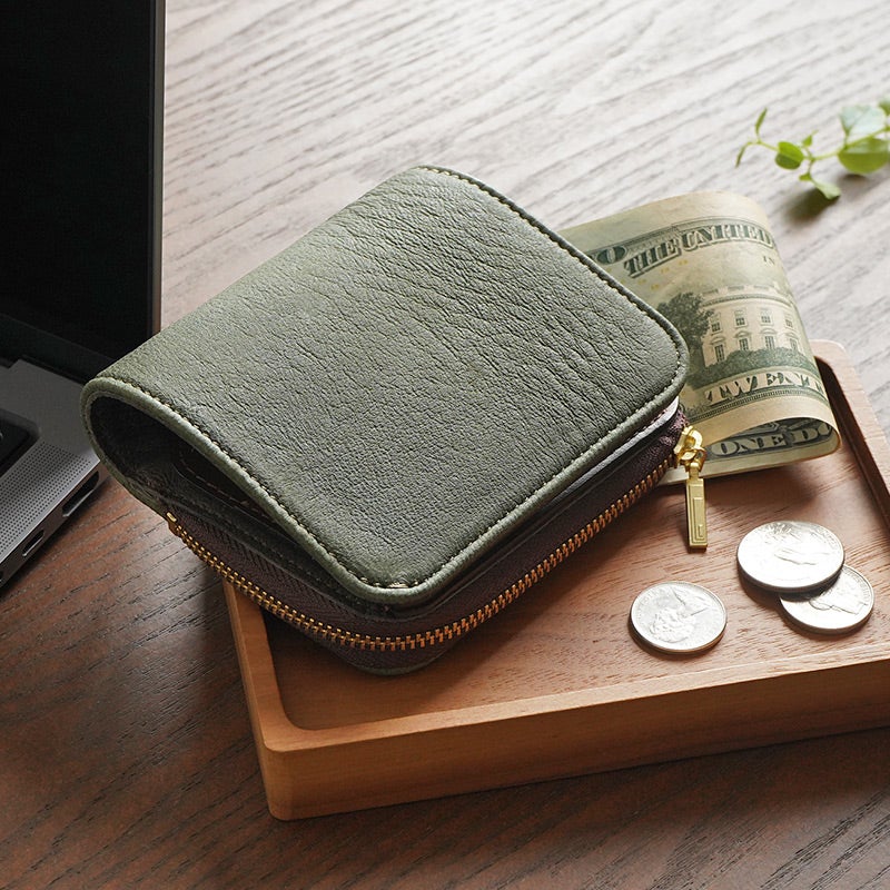 二つ折り財布 本革 鹿革 レザー ブランド　おしゃれ 財布 パーリィー