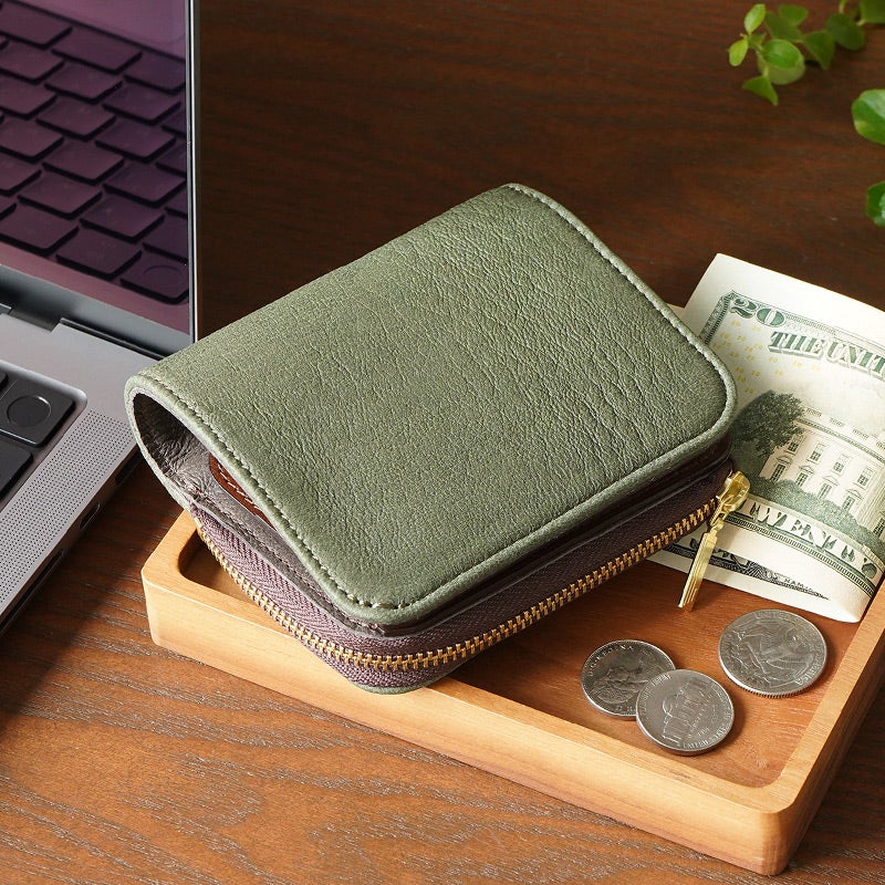 二つ折り財布 本革 鹿革 レザー ブランド　おしゃれ 財布 パーリィー