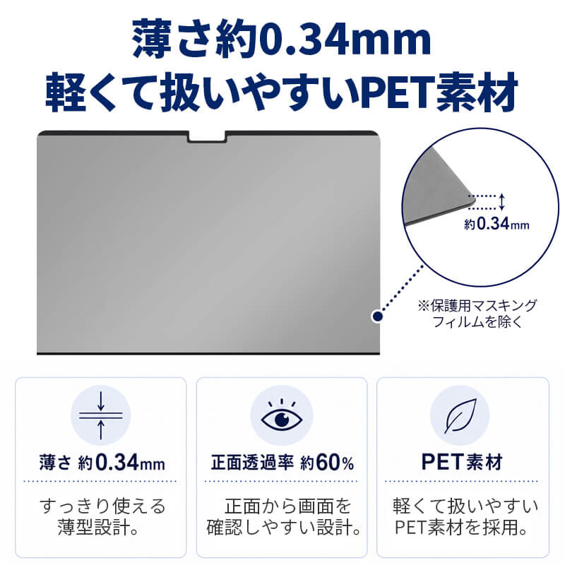 プライバシーフィルム MacBook Air 13インチ MacBook Neo 13インチ のぞき見防止フィルター マグネット式 ブルーライトカット
