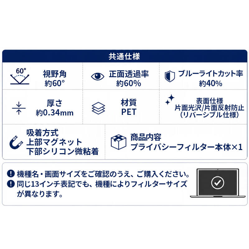 プライバシーフィルム MacBook Air 13インチ MacBook Neo 13インチ のぞき見防止フィルター マグネット式 ブルーライトカット